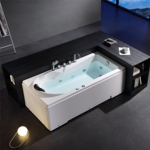 スパバスルームエプロン & 排水管アメリカ製モダン長方形スパバスタブハイドロマッサージ付き - Product Image 1