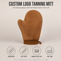 Gant applicateur de bronzage sans soleil personnalisé avec logo, en velours, design avec pouce, pour auto-bronzant, vente en gros, OEM ODM, réutilisable