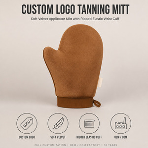 Benutzerdefiniertes Logo Selbstbräuner-Handschuh Großhandel Samt-Bräunungshandschuh mit Daumen-Design Selbstbräuner-Applikator OEM ODM Wiederverwendbar - Product Image 2