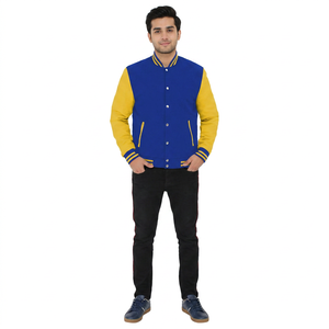 FINER THREADS Chaqueta Varsity Personalizada Unisex de Lona Transpirable y Resistente al Viento con Cuello Alto Bordado y Diseño de Letras Universitarias - Product Image 1