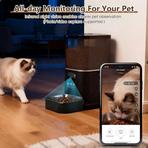 Distributeur automatique de nourriture pour <span class=keywords><strong>chat</strong></span> avec caméra HD WiFi, 5L, contrôle par application, audio bidirectionnel, vision nocturne, bol en acier inoxydable, distributeur intelligent de nourriture pour animaux de compagnie avec écran LCD - Product Image 6