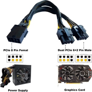 Vrouwelijke Dubbele 8(6 + 2) Pin Pci Express Gevlochten Mouw Splitter Voedingskabel Voor Gpus-Hoge Kwaliteit Pvc Koper Aangepaste Lengte Kleur - Product Image 5