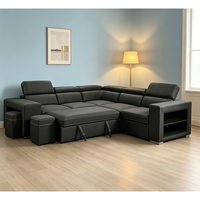 Muebles de Dormitorio, Diseño Europeo, Sofá Cama en Forma de L de Dos Plazas con Almacenamiento, Tela Resistente y Cómoda, Muebles de Sala de Estar