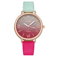Montre à quartz pour femme, motif romain, incrustée de diamants, dégradé, bracelet en cuir écologique, petite taille, best-seller du commerce extérieur