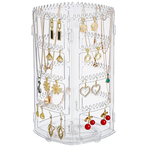 360-Degree <b>Rotating</b> Jewelry <b>Display</b> <b>Stand</b> for Kitchen Use Aluminum Material Contemporary Design 4-Level Earrings Support - Product Image 1