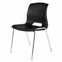 Chaise de visiteur de bureau ergonomique empilable moderne en plastique avec pieds en métal chromé, design durable et écologique pour la maison, le bureau, l'extérieur et la salle de sport
