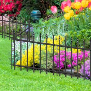 Clôture de jardin en métal FOREHOGAR 18 H x 10 pi L avec 5 panneaux et 6 piquets, noire, imperméable, surface lisse, garantie 1 an - Product Image 6