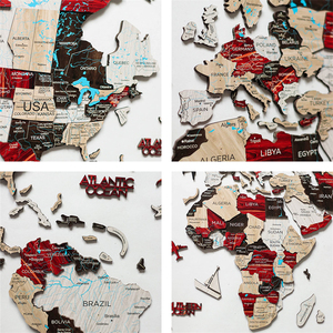 Vente en gros d'usine pour la décoration de la maison, carte du monde en bois 3D, décoration murale en bois - Product Image 5