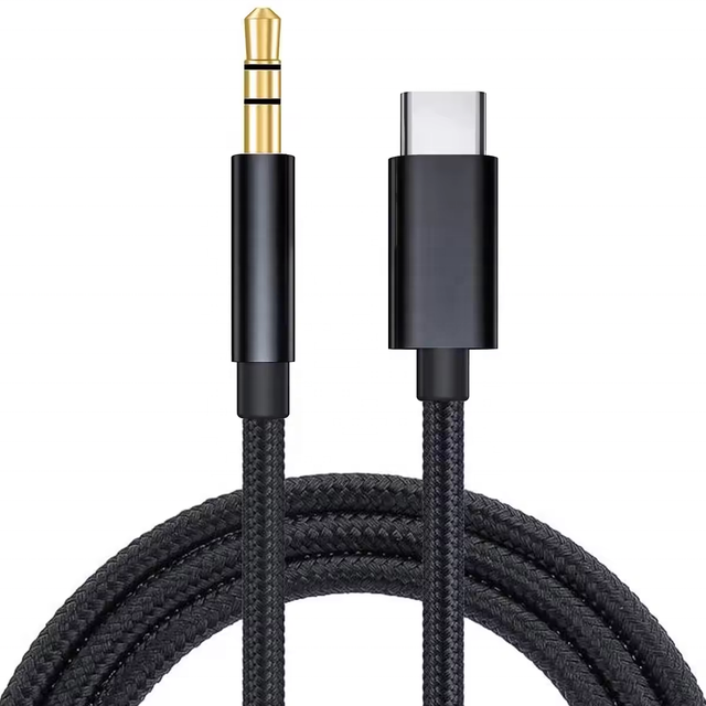Wholesale Nylon Braided Aux Cord for iPhone 3.5mm USB C Type C Aux Cable Audio Kabel Auxiliary Adapter