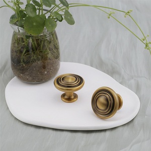 Modern American Bronze Single-hole Light Luxury Simple Concentric Circle Durable Zinc Alloy <b>Cabinet</b> Wardrobe Drawer Handle - Product Image 3