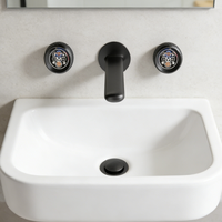 Robinet de lavabo mural moderne en chrome à 2 poignées, avec cartouche céramique et capteur tactile, pour salle de bain et cuisine