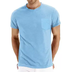 Custom Man Teeshirt Plain Color Custom Pocket Tshirt Pour Homme Summer Autumn Cotton T-shirt For Mens With Chest Pocket T Shirt