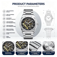 Montre chronographe automatique mécanique MIYOTA personnalisée OEM de luxe avec verre saphir lumineux gravé, en acier inoxydable, pour affaires et mode, 5 ATM