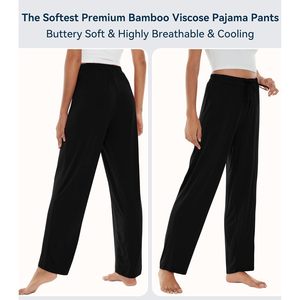 กางเกงนอนขายส่งสำหรับผู้หญิง ผ้าใยไผ่ วิสโคส ทรงขากว้าง เนื้อผ้านุ่ม สวมใส่สบาย มีเชือกผูกเอว ไซส์ S-XXL - Product Image 4