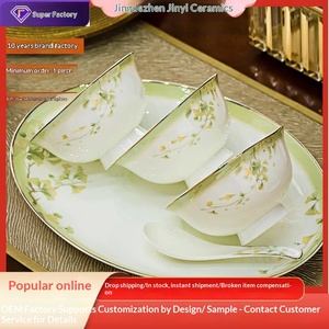 Service de vaisselle en porcelaine fine de Jingdezhen pour la maison, assiettes de dîner pour hôtel, combinaison de plats de bien-être, cadeau en gros - Product Image 1