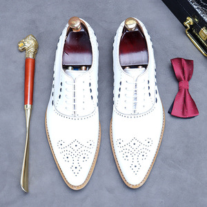 Zapatos Formales de Cuero para Hombre, Estilo Coreano, Zapatos de Cuero Blanco, Estilo Inglés, Cuero Vacuno de Grano Completo, Atuendo Profesional - Product Image 5