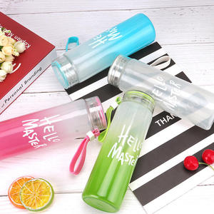 LOVFE all'ingrosso Logo personalizzato lettera tazza di acqua colorato colore smerigliato cambiando bottiglia di <span class=keywords><strong>vetro</strong></span> <span class=keywords><strong>con</strong></span> coperchio - Product Image 2