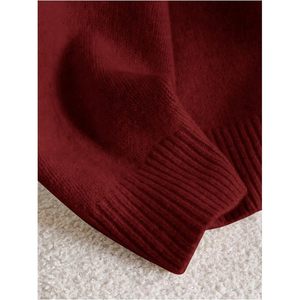 Suéter Personalizado para Mujer, Talla Grande, Cuello en V con Lazo, Manga Larga, Tejido de Punto, Ropa de Otoño, Largo Regular, Grosor Estándar - Product Image 5