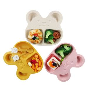 Ensemble de trois assiettes pour bébé et tout-petit, fournitures d'alimentation, forme d'ours, vaisselle en paille de blé - Product Image 3