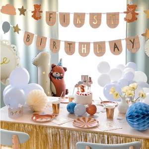 بالونات عيد ميلاد الأول مع دمية دب رقم واحد بالونات فويل لأعياد ميلاد الطفل الأول لوازم عمر 1 سنة الطفل الأول - Product Image 4