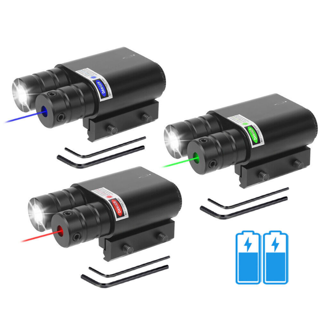 Tactical Red Green Dot Laser Sight 20mm Mount Shooting and Hunting Blue Laser Sight Flashlight Combo