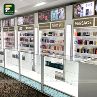 Vitrine de présentation moderne et robuste pour parfumerie, en verre, avec éclairage LED, pour comptoir ou mur, idéale pour les magasins de détail