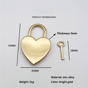 Lucchetto a <span class=keywords><strong>Cuore</strong></span> in Metallo Personalizzato, Accessori <span class=keywords><strong>di</strong></span> Moda Moderni e Antichi, Logo Personalizzato Inciso, Placcato Oro, Stampa UV, Fusione - Product Image 4
