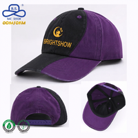 Cappellino da Baseball Bicolore Retrò Personalizzato di Alta Qualità con Logo Stampato, Nero e Viola, per Uso Quotidiano, Unisex, Basso MOQ