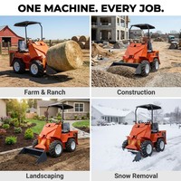 Mini-chargeuse compacte haute performance 600 kg - 1000 kg avec auvent pour travaux agricoles, de construction et d'aménagement paysager