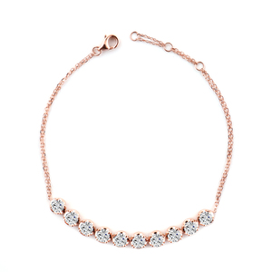Diamonda Aternative DEF Color 3,5 MM Ronda Brillante Corte Laboratorio Diamante HPHT Pulsera Oro Rosa 18K Tenis - Product Image 2