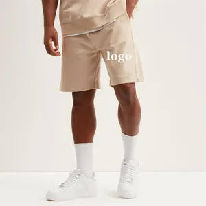 Custom Logo Plus Size Loose Short Blank Unisex French Terry Printed Plain Knit Cotton Fleece Sweat Jogger Shorts For Men