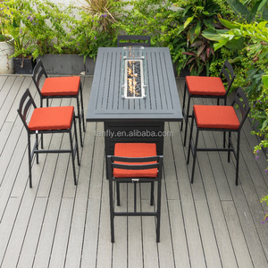 Đồ Nội Thất Sân Vườn Nhôm Bàn Ăn Và Băng Ghế Dự Bị Thiết Lập Với Lửa Pit Bảng 6 Chỗ Ngồi Ngoài Trời Ăn Đặt Bàn Hiện Đại Và Ghế - Product Image 3