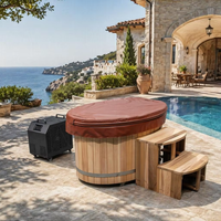 Baignoire de Luxe Moderne en Bois pour Bain de Glace, Intérieur en Acier Inoxydable 304, Piscine de Thérapie par le Froid Écologique, Spa Commercial et Domestique avec Thermostat
