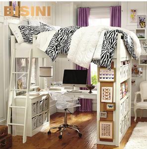 Di Colore bianco Per Bambini In Legno <span class=keywords><strong>Letto</strong></span> A Castello <span class=keywords><strong>Con</strong></span> Scrivania E Libreria - Product Image 1