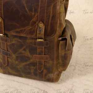 Sac à dos de voyage pour ordinateur portable en cuir pleine fleur pour homme au design rétro élégant, sacs d'école, sacs à dos de luxe de grande capacité, OEM ODM - Product Image 3