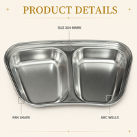 Plat à sauce multi-compartiments en acier inoxydable poli, écologique, carré, moderne et minimaliste, pour barbecue et hot pot
