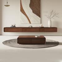 Meuble TV Suspendu Moderne et Simple, Combinaison Table Basse Murale pour Petit Appartement, Panneaux de Bois, Armoire de Rangement pour Salon