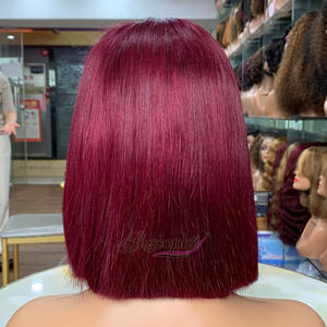 Pelucas de Cabello Humano Liso de 8 Pulgadas 99j al por Mayor - Peluca con Frente de Encaje 4x4 con Línea de Cabello Pre-Depilada - Precio Bajo - Product Image 3