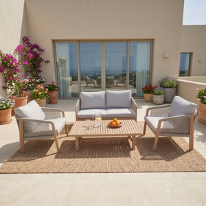 Luxury Contemporary <b>Foldable</b> Acacia Wood Eco-friendly Teak Wood Frame Outdoor Furniture Set Garden Sofa <b>Dining</b> <b>Table</b> Chair for - Product Image 1