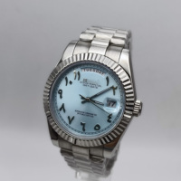 Montre à mouvement Miyota 8285 avec chiffres arabes, montre en or rose avec semaine et calendrier, matériau en acier inoxydable 904L