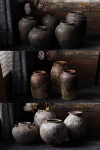 레트로 빈티지 북유럽풍 중국 수제 소박한 도기 셰비 시크 장식 홈 엔틱 세라믹 테라코타 화병 - Product Image 4