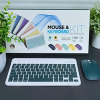 Conjunto de teclado y ratón inalámbricos BT para teléfonos móviles, tabletas, portátiles. Teclado pequeño, portátil y silencioso. Compatible con IOS