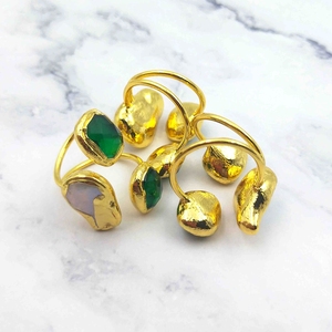 Wholesale Items Natural Gemstone <strong>Jewellery</strong> Rings Crystal <strong>Green</strong> Jade Baroque Pearl Three Gems Rings for Women Lucky New Year Gift - Product Image 6