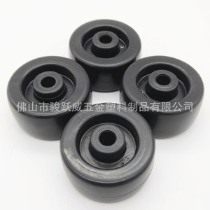 ล้อ PP สีดำ ขนาด 2 นิ้ว แบบมีร่องลื่น รูยึดแบบเกลียว ไม่มีเบรก สำหรับรถเข็น - Product Image 1