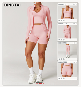 Dingtai Seamless Ribbed Yoga Set Racerback Sports Bra High Waist Scrunch Butt <strong>Leggings</strong> Women Fitness Gym Wear Custom Brand - Product Image 5