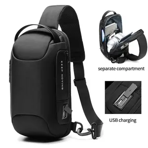 Großhandel wasserdichte anti theft designer umhängetasche individuelles logo USB sling taschen für männer einzelnen schulter brust tasche