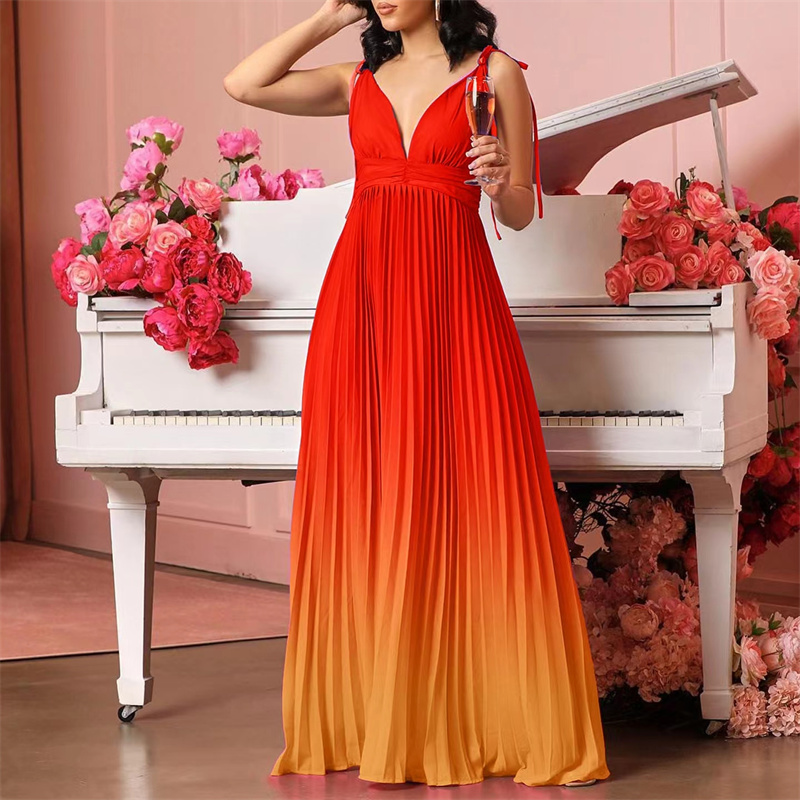 Plus Size Dress 2024 Gradient Color Halter V Neck Backless Long Women's  Party Evening Dresses| Alibaba.com