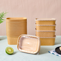 Boîtes à lunch jetables en papier kraft, boîtes de pique-nique, boîtes à lunch pour l'emballage des aliments et des fruits, boîtes en papier