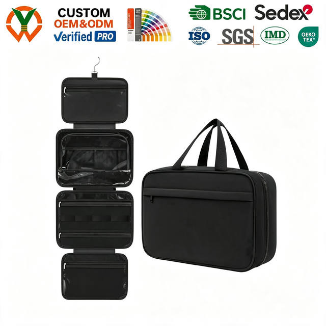 Portable Large Capacity Leakproof Compartment Makeup Accessories Bag Travel Hanging Cosmetic Bag
