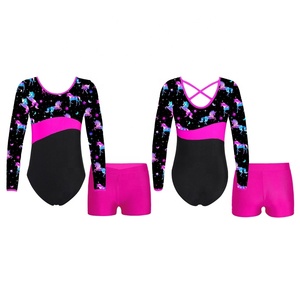4-14 <b>Kids</b> Girls Dance Costumes Wholesale Salsa Latin Ballroom Dancing Leotard With Shorts Sports Gymnastic Exercises Competition - Product Image 2